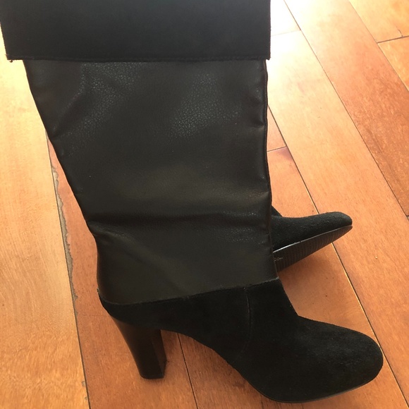 Tahari tall black leather and suede boots - Picture 2 of 7